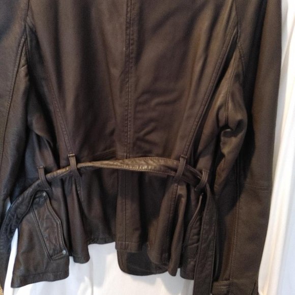 Black Rivet Military Style Leather Jacket - Picture 3 of 7